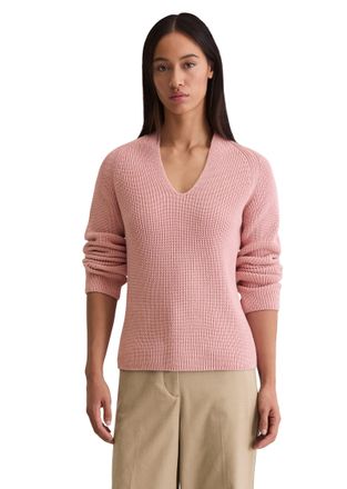 Marc O'Polo V-Ausschnitt-Pullover MARC OPOLO, Damen, Gr. XS, natural rose, Strick, Obermaterial: 100% Baumwolle, V-Ausschnitt, B&uuml;ndchen, Pullover V-Ausschnitt-Pul
