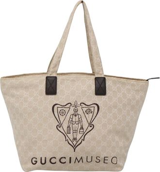 Gucci Gg Canvas Beige Canvas Tote Bag (Pre-Owned)