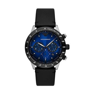 Emporio Armani Accessoires, Heren, Blauw, ONE Size, Leer, Horloges