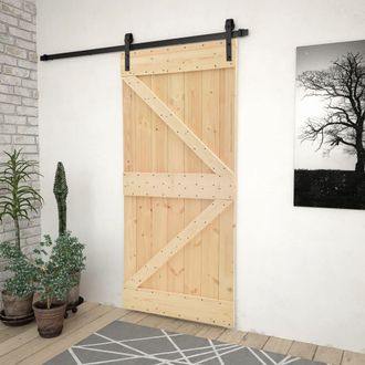 vidaXL Vidaxl - Puerta Corredera Con Herrajes Madera Maciza De Pino 80x210 Cm