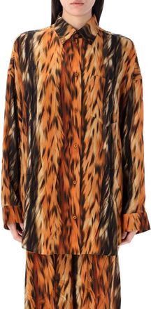 Balenciaga Brown Printed Oversize Shirt