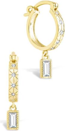 Sterling Forever Oaklyn Cubic Zirconia Drop Hoop Earrings in Gold at Nordstrom