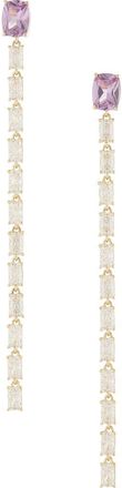 Nadri Cubic Zirconia Linear Drop Earrings in Gold/Purple at Nordstrom Rack