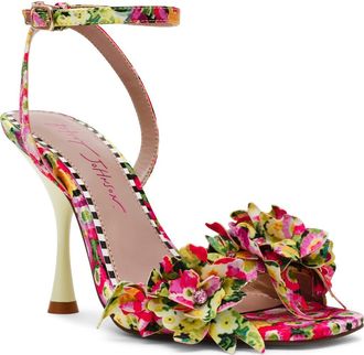 Betsey Johnson Hilley Ankle Strap Sandal in Green Floral Multi at Nordstrom, Size 7.5