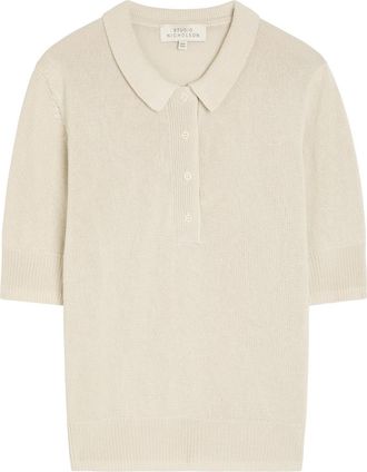 STUDIO NICHOLSON Fine-knit Polo top - Beige - 10 (UK10 / S)