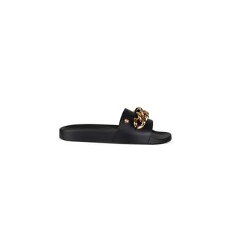 Versace Schoenen, Dames, Zwart, 36 EU, Leer, Medusa Chain Slide