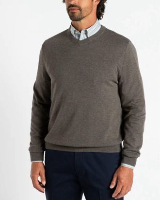 Duck Head Buckley Merino V-Neck Sweater In Grey