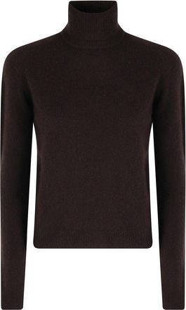 Roberto Collina High Collar Brown Wool Blend Sweater
