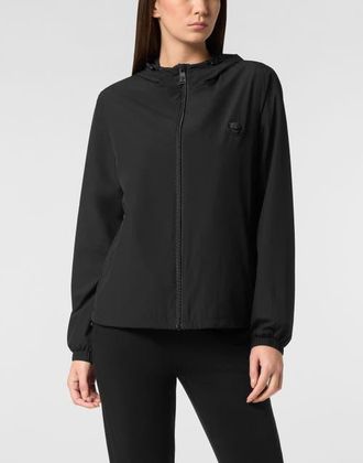 Plein Sport Hooded Lightweight Running Jacket Ls Women in Black at Nordstrom, Size X-Small