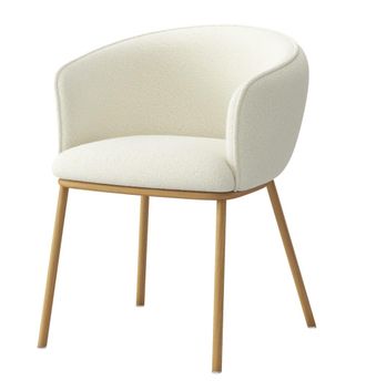 Moloo Silla de tela Boucl&eacute; Ecru y metal efecto roble