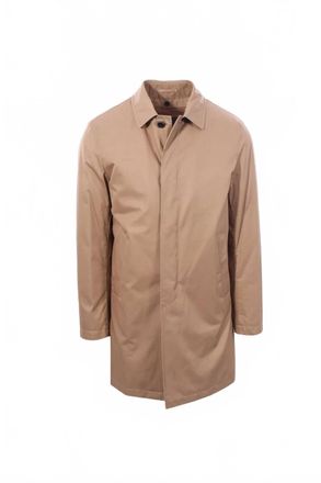 Herno Mens Single-Breasted Raincoat In Camel