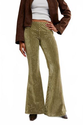 Free People Start Me Up Flare Pants In Green