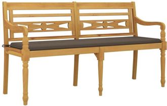 vidaXL Vidaxl - Banco Batavia Con Coj&iacute;n Gris Taupe Madera Maciza De Teca 150 Cm