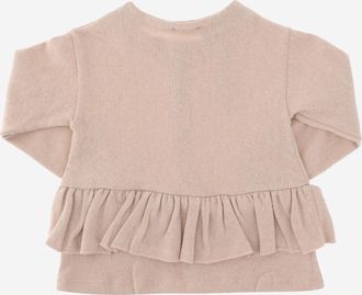 1+ in the family Girls Stretch Cotton Blend Cardigan With Ruffled Hem Light Pink Sweater