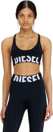Diesel Microfibre sports bra with cut-off logo - Bras - Woman - Black