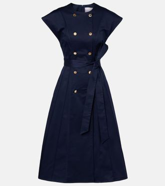 Carolina Herrera Vestido midi de sat&eacute;n en mezcla de algod&oacute;n