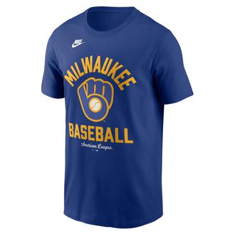 Nike Milwaukee Brewers Cooperstown Nike Mens MLB T-Shirt in Blue | N1994EWMIB-079
