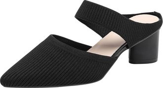 Generic Womens Party Shoes Size 5.5 Pointed Toe Chunky Block Heel Mules Comfortable Sandals Backless Pump for Business and Daily Wear Ladies Footwear 2 Footwe