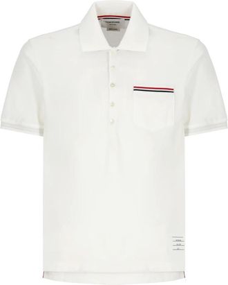 Thom Browne Wit poloshirt met tricolor detail - Heren - Polos - Wit - 2XL - Katoen - Tops