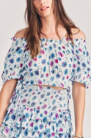 LoveShackFancy Rosalinda Crop Top In Deep Cotton Candy