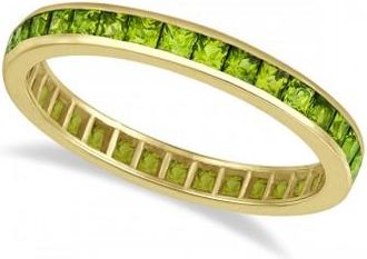 Allurez Princess-Cut Peridot Eternity Ring Band 14k Yellow Gold (1.36ct)