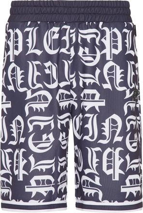 Philipp Plein Jogging Basket Shorts Gothic Plein - Heren - Korte Broeken - Blauw - 3XL - Polyester - Korte Broeken