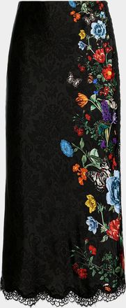 Alice & Olivia Maeve Floral Midi Slip Skirt