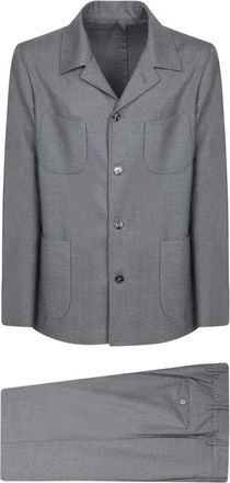 Dell'Oglio Grijs Flanellen Kostuum - Heren - Business pakken - Grijs - 2XL - Leer - Kostuums