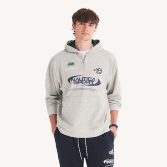 Nautica Mens Relaxed Fit Embroidered Fleece Hoodie