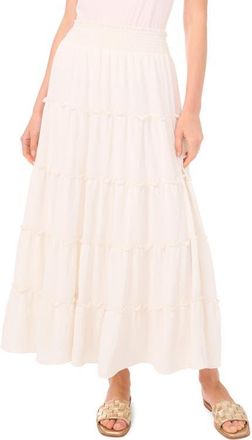 Vince Camuto Smock Waist Tiered Maxi Skirt in Neutral at Nordstrom, Size X-Small
