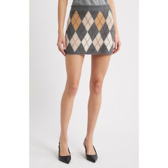 Frame Denim The Brushed Argyle Wool & Cashmere Skirt in Grey Multi at Nordstrom, Size Medium