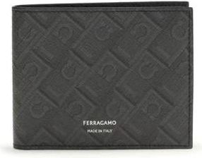 Ferragamo Bos Taurus Portemonnee - Heren - Portefeuilles - Zwart - ONE Size - Leer - Accessoires