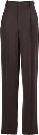 Elisabetta Franchi Stretch Viscose Broek met Lusjes - Dames - Wijde Broeken - Bruin - L - Broeken