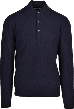 FILIPPO DE LAURENTIIS Polo van gebreide stof - Heren - Polos - Blauw - L - Wol - Tops