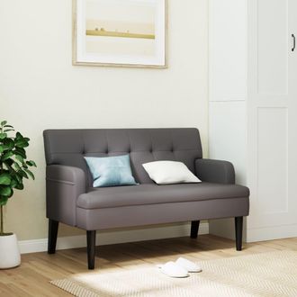 vidaXL Banco Con Respaldo Cuero Sint&eacute;tico Gris 112x65,5x75 Cm Vidaxl