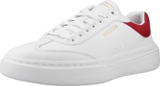 Skechers Mens Trainer-Cordova Classic LIGHTO Sneaker, White Duraleather/Suede/Red Trim, 9.5 UK