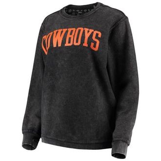 Pressbox Womens Pressbox Black Oklahoma State Cowboys Comfy Cord Vintage Wash Basic Arch Pullover Sweatshirt at Nordstrom, Size Small