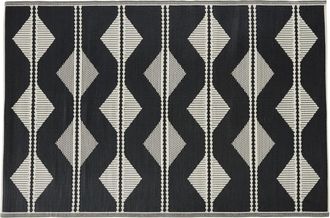 Maisons du monde Alfombra reversible de exterior con triángulos crudos y negros 180x270 cm