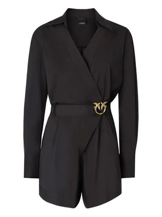 Pinko buckle belted playsuit - Black