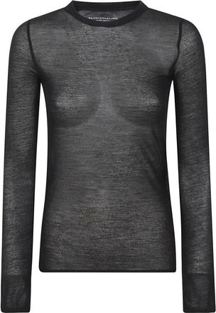 Majestic Filatures Majestic Filatures, Long Sleeve Tops, female, Black, Size: L Black Micromodal Cashmere T-shirts Polos