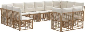 vidaXL Conjunto De Sof&aacute;s De Exterior 12 Plaza Natural Y Crema Vidaxl