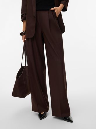 Vero Moda Anzughose VERO MODA VMHAILEY HW WIDE PLEAT PANT NOOS, Damen, Gr. 40, L&auml;nge 32, coffee bean, Web, Obermaterial: 80% Polyester, 20% Viskose, unifarben, 