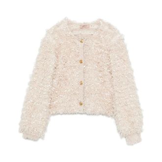 Twinset Truien & Vesten, Dames, Beige, L, Gebreide Cardigan met Bijpassend Topje