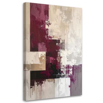Feeby Cuadro Sobre Lienzo, Abstracci&oacute;n Burdeos Y Beige, 80x120