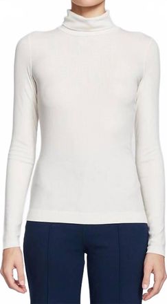 Stateside 2X1 Fine Rib Long Sleeve Turtleneck Top In Cream