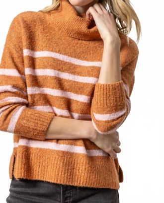 Lilla P Striped Turtleneck Sweater In Nutmeg Stripe