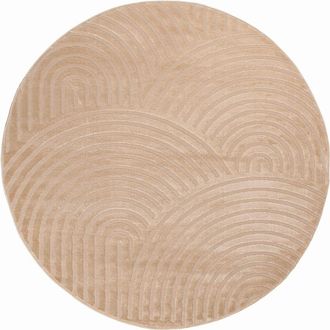 Nazar Rugs Alfombra redondo con dise&ntilde;o de arco iris en relieve - beige - d120 cm