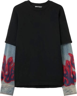 Palm Angels Maglione con stampa fiamme - Nero