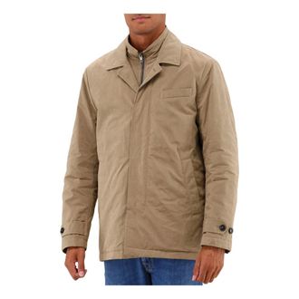 Fay Jassen, Heren, Bruin, L, Katoen, Bruine Parka Jas met Knoopdetails