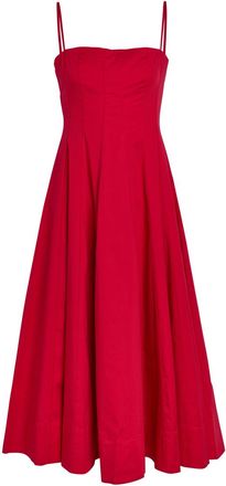 Staud Wylie Stretch-cotton Midi Dress - Red - 10 (UK14 / L)